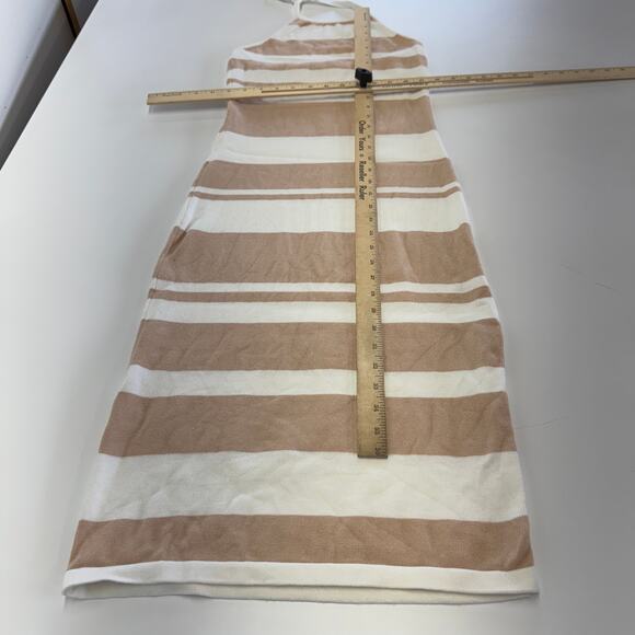 Petal + Pup Dress Womens X Small Tan White Striped Knit Angelina Halter Midi - Picture 8 of 8